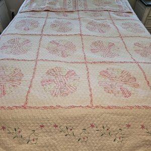 Cozy Lane Full Double 84" x 80" Quilt, 2 Matching Shams, Pink Scalloped